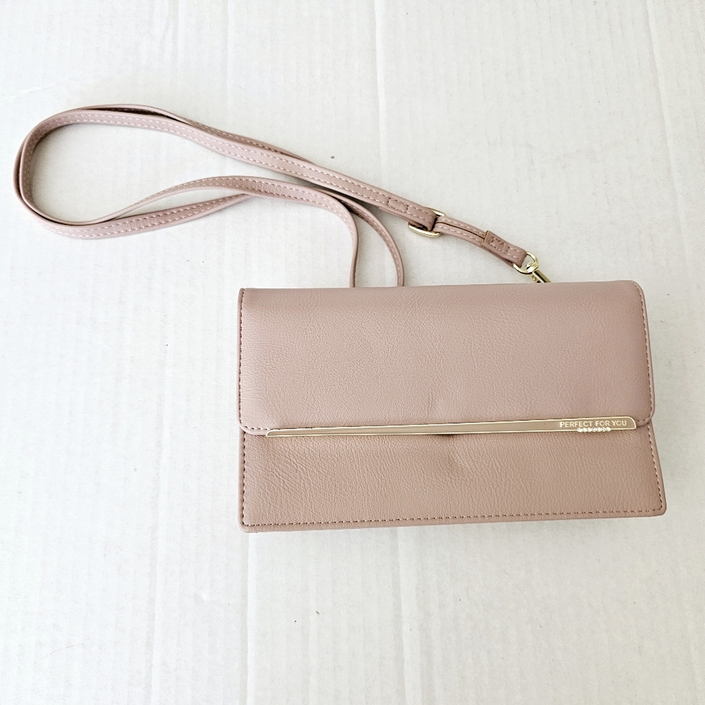Perfect For You brand light pink crossbody bag 8.4 X 5 adjustable straps